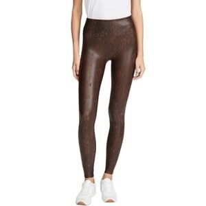 SPANX Faux Leather Snakeskin Brown Leggings